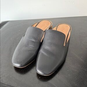 Madewell Black Leather Slip-On Mules